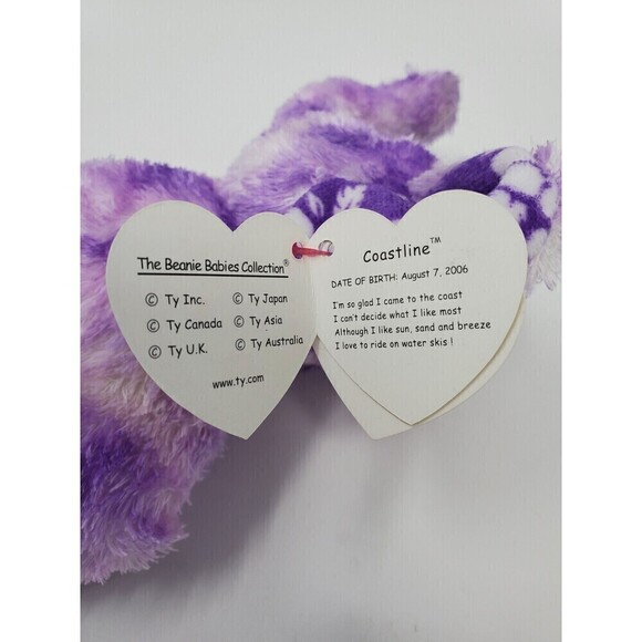 TY BEANIE BABY PURPLE COASTLINE ELEPHANT PLUSH COLLECTIBLE TRUNK UP 2007 W/ TAG - Picture 10 of 12